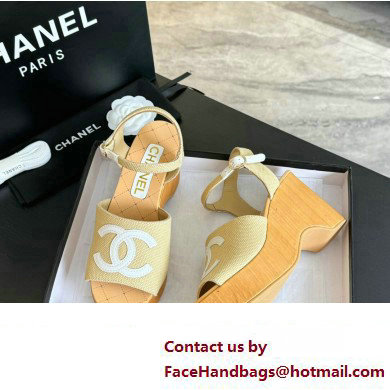 Chanel Fabric  &  Patent Calfskin Sandals G45555 Beige 2024